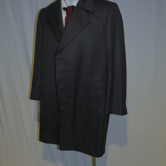 Edward Sexton Savile Row Bespoke Charcoal Gabardine Hideaway Button Overcoat 44R - Picture 6 of 12